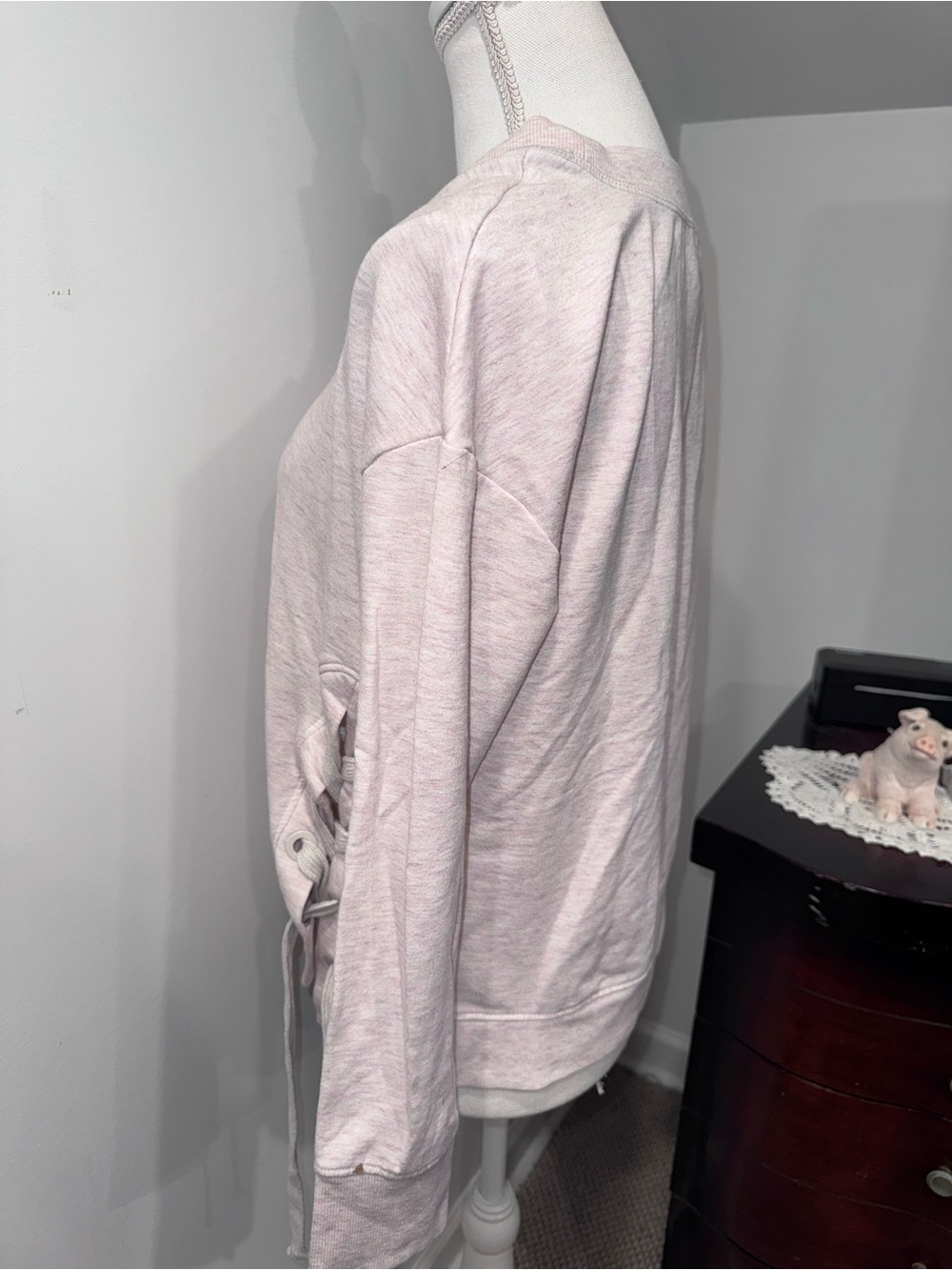 90 Degree By Reflex Light Pink Lace-Up Side Sweatshirt - Picture 2 of 6
